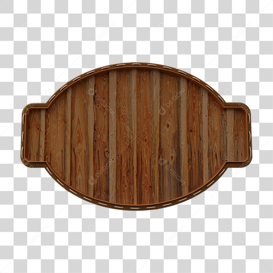 3D Wooden Board Element For Transparent PNG Composition
