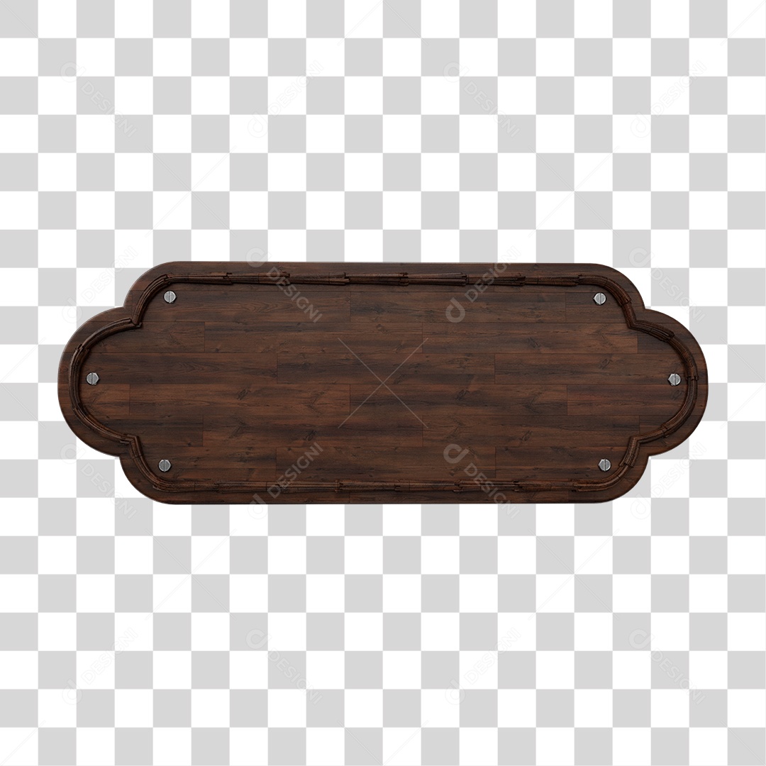 Elemento 3D Placa de Madeira Para Composição PNG Transparente