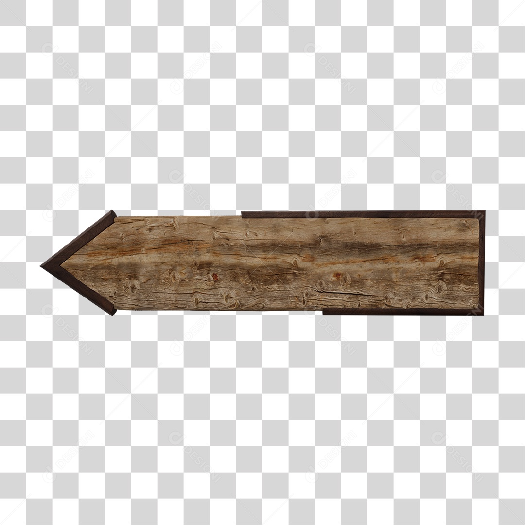 3D Wooden Board Element For Transparent PNG Composition