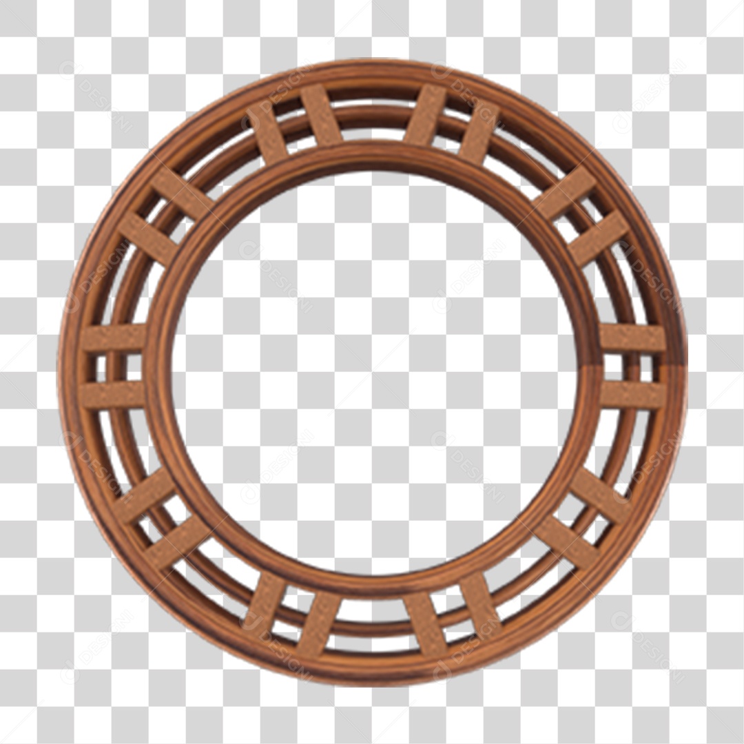 Elemento 3D Circulo de Madeira Para Composição PNG Transparente