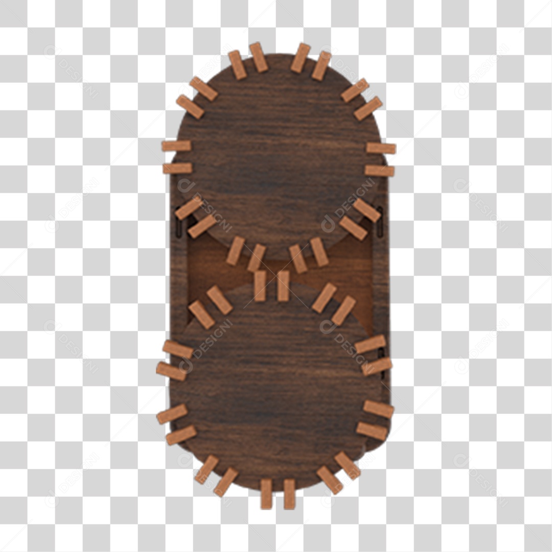 Elemento 3D Engrenagem de Madeira Para Composição PNG Transparente