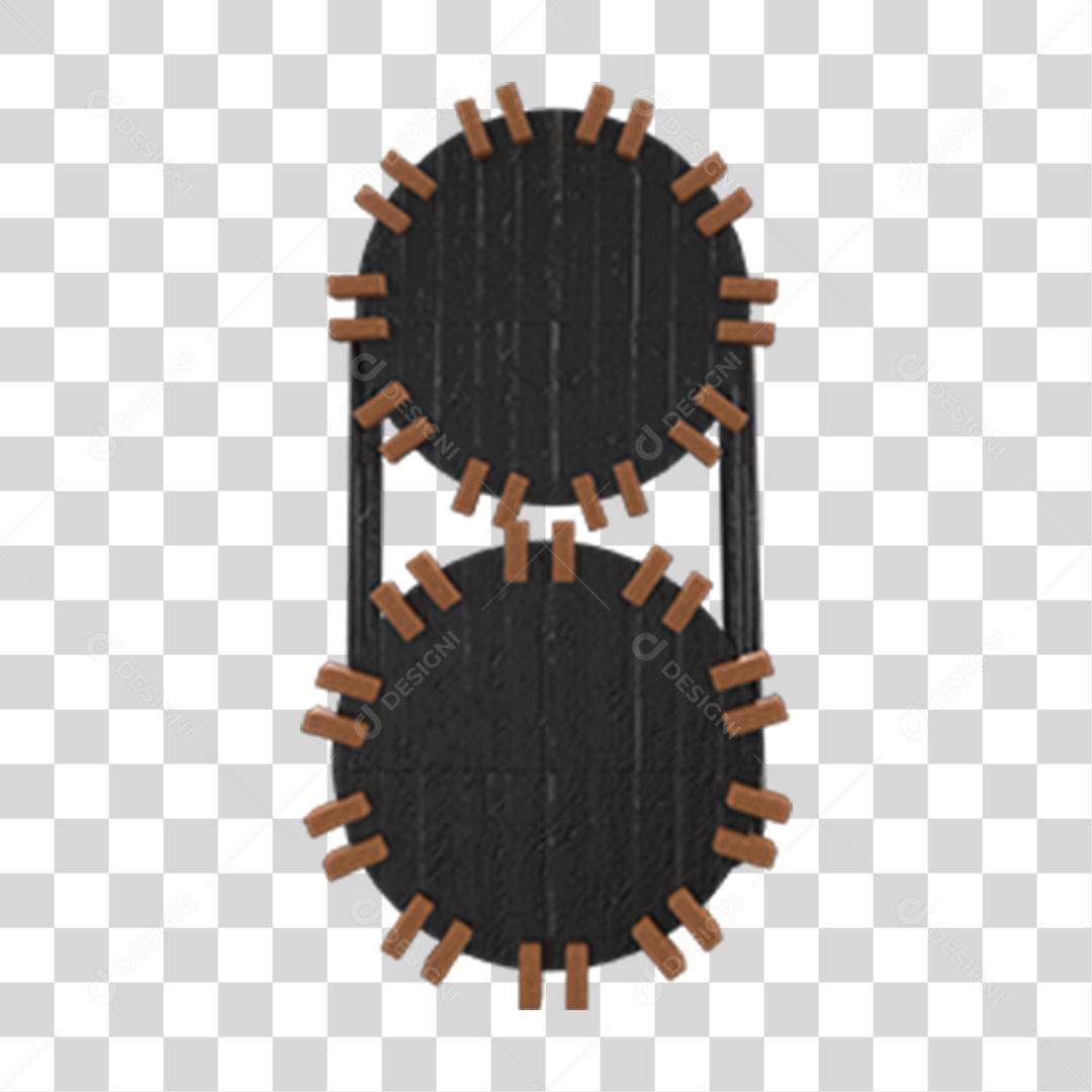 Elemento 3D Engrenagem de Madeira Para Composição PNG Transparente