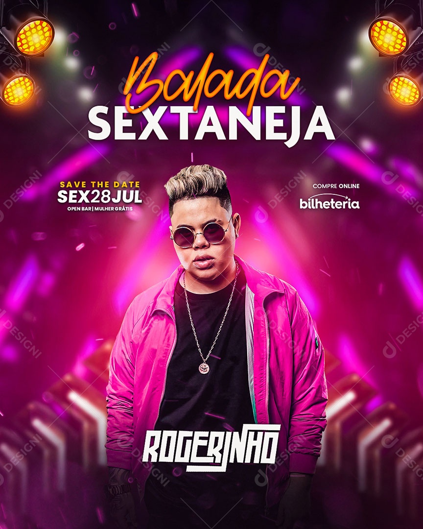 Balada Sextaneja Flyer Rogerinho Social Media PSD Editável