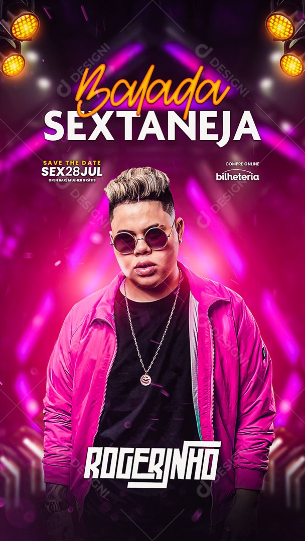 Story Balada Sextaneja Flyer Rogerinho Social Media PSD Editável