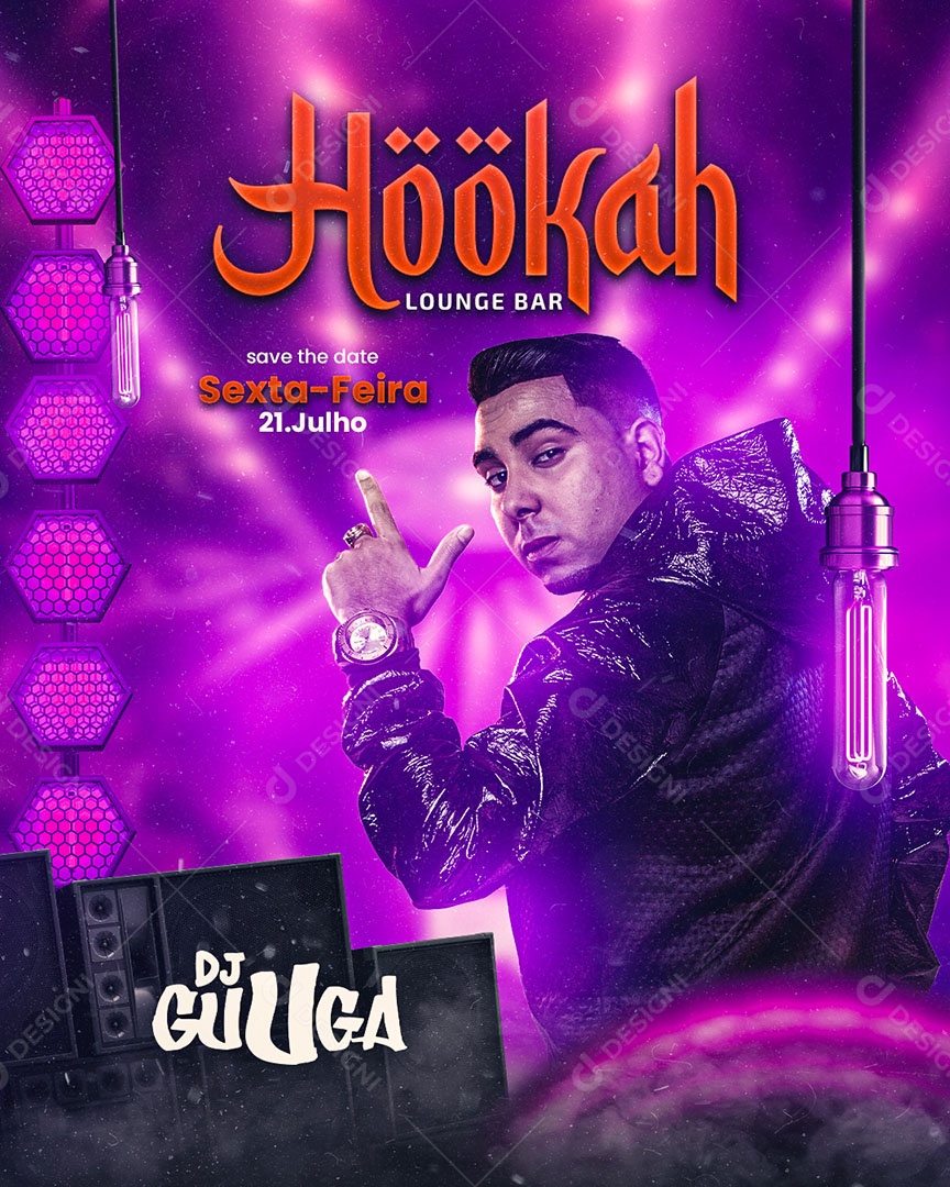 Hookah Flyer DJ Guuga Social Media PSD Editável