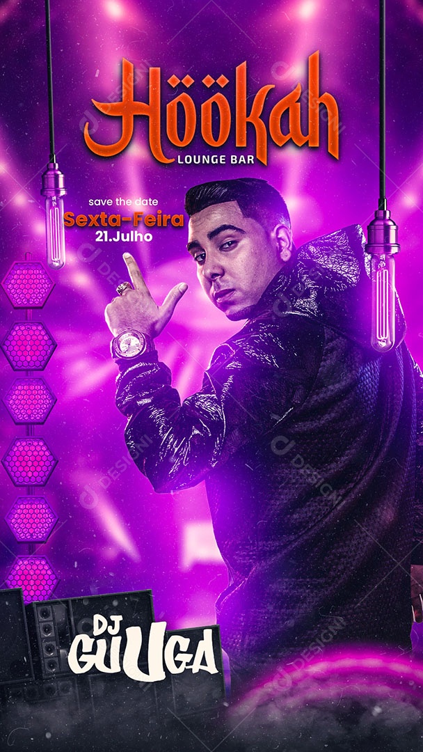 Story Hookah Flyer DJ Guuga Social Media PSD Editável