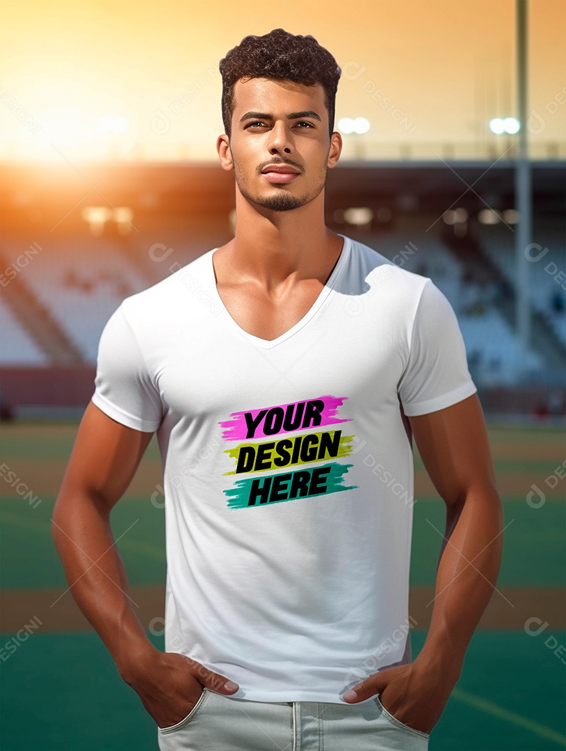 Camisa Mockup Manga Curta PSD Editável