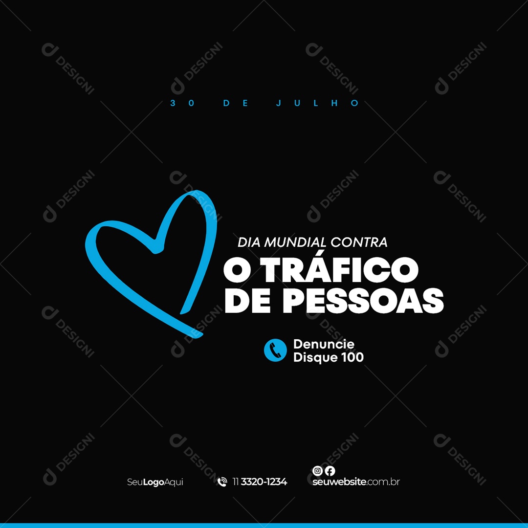 Dia Mundial Contra o Tráfico de Pessoas Social Media PSD Editável