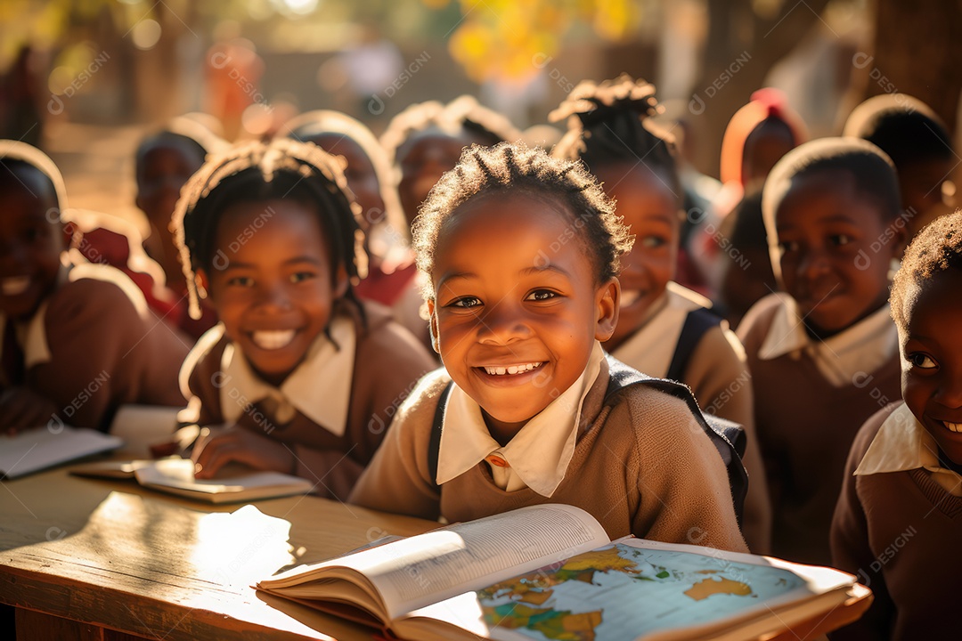 Crianças africanas estudantes sorridentes