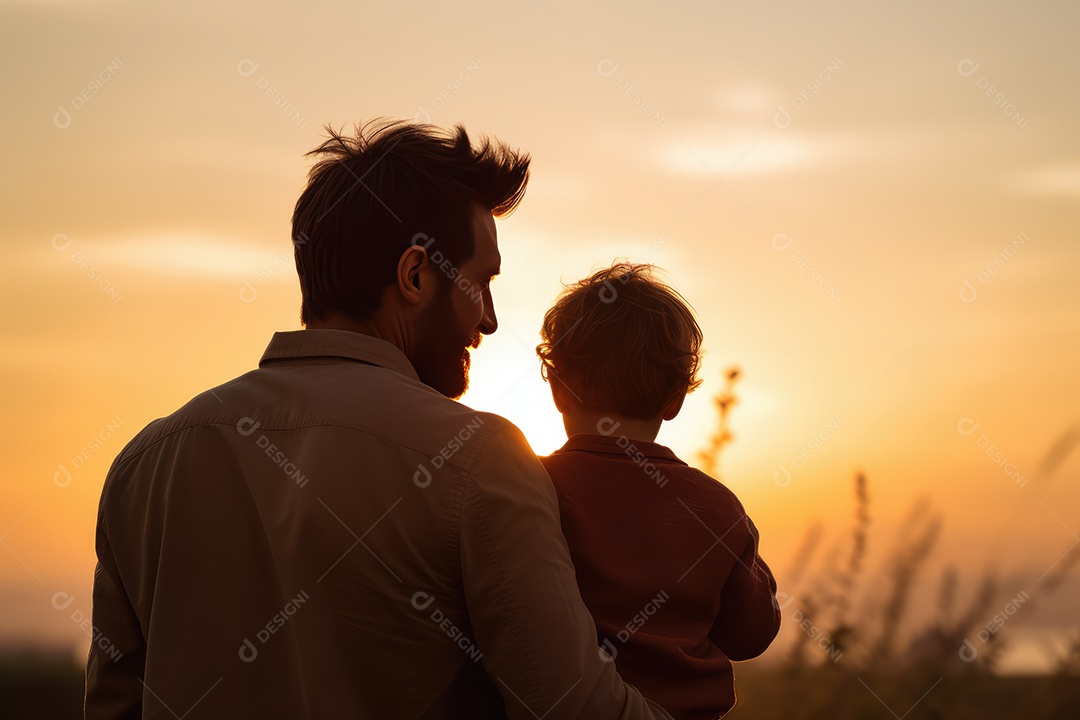 Pai e filho juntos de mãos dadas