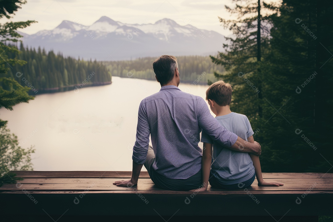 Pai e filho juntos sorridentes