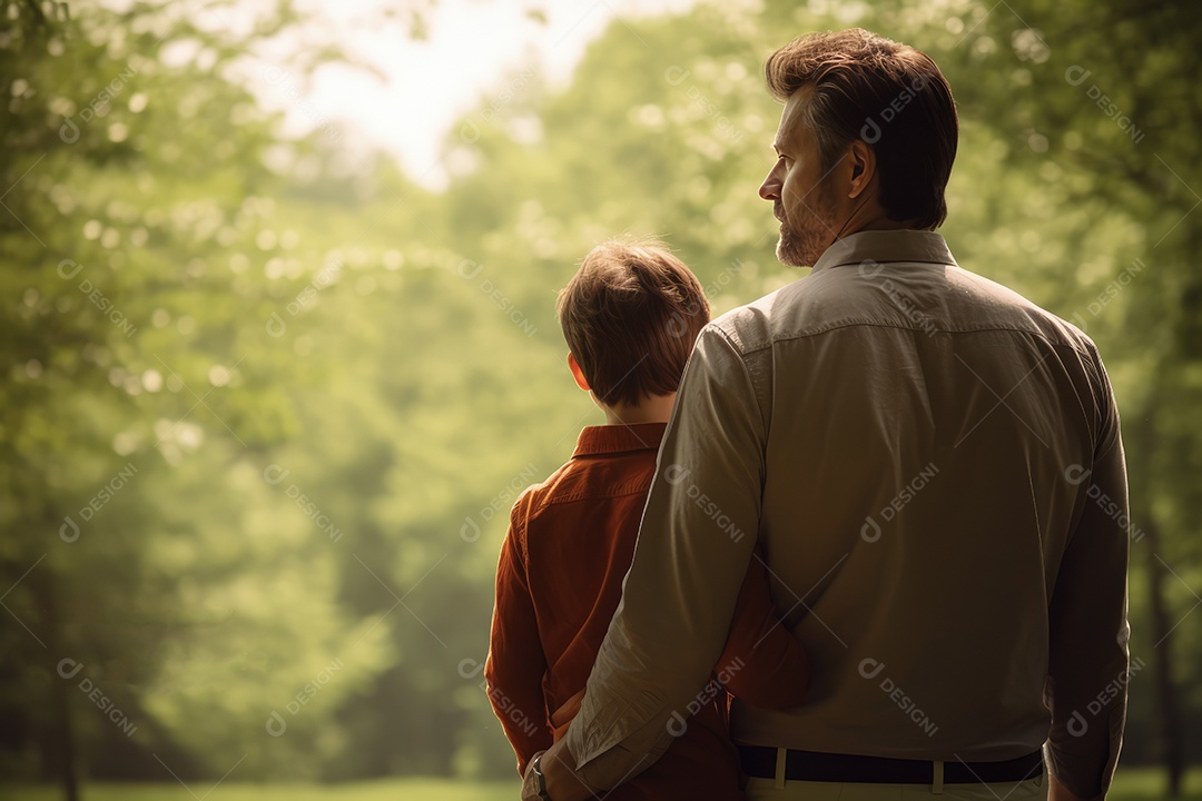 Pai e filho juntos sorridentes