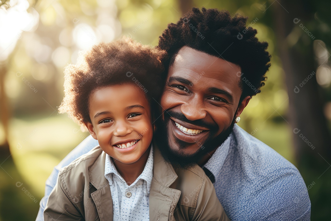 Pai e filho juntos sorridentes
