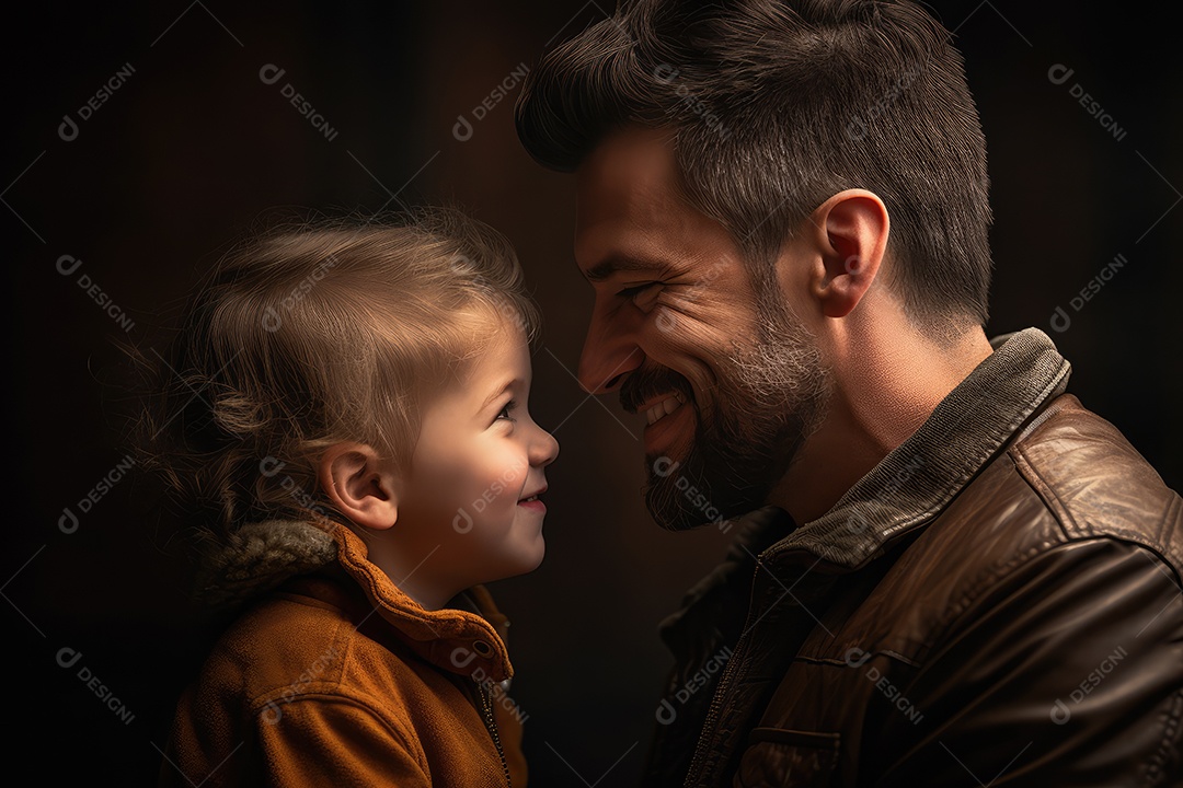 Pai e filho juntos sorridentes