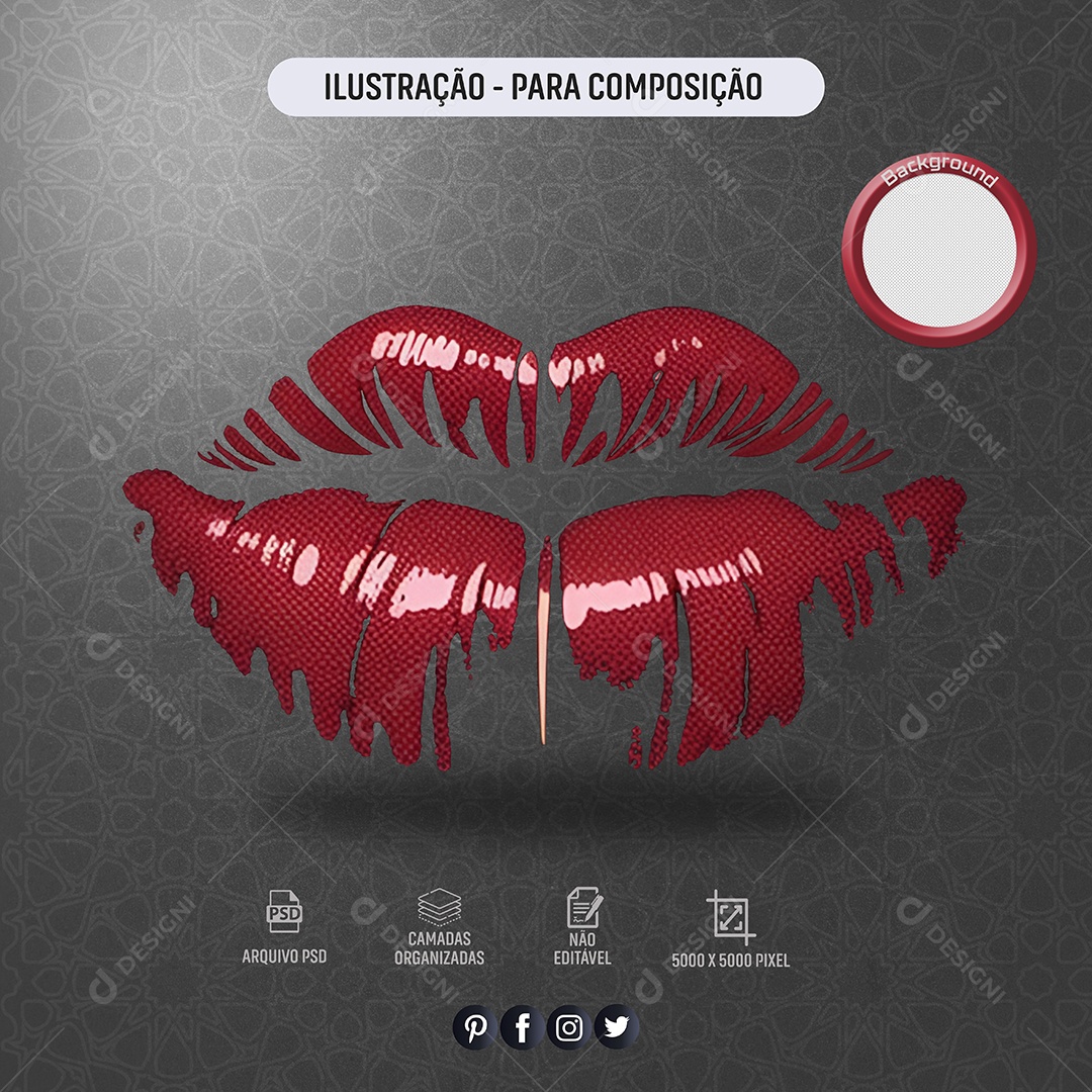 Ilustração 3D Boca Para Composição PSD