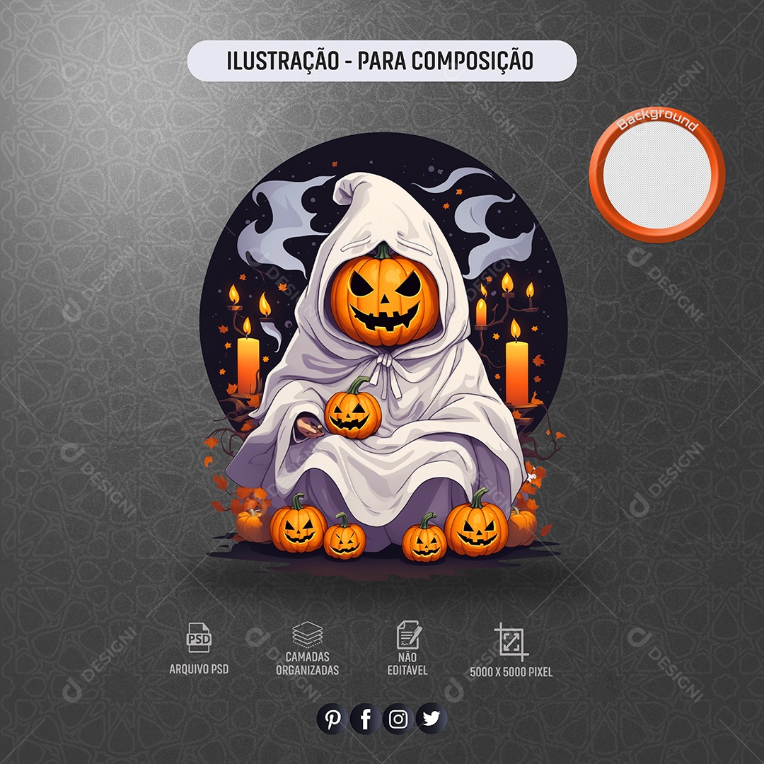 Ilustração 3D Halloween Para Composição PSD