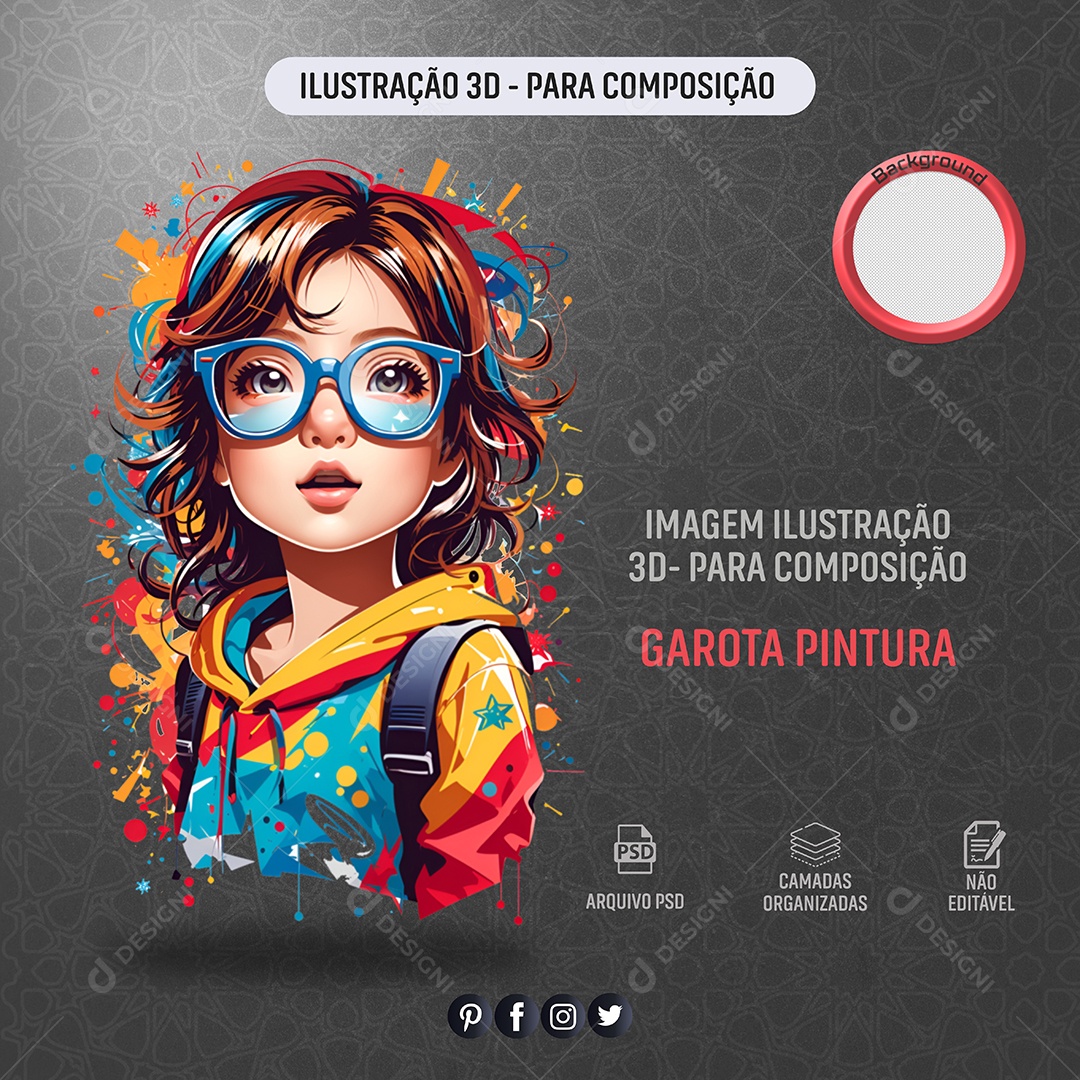 Ilustração Menina 3D Para Composição PSD