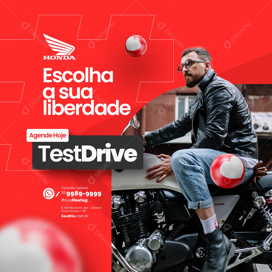 Loja de Motos Escolha a Sua Liberdade Agende Hoje Social Media PSD Editável
