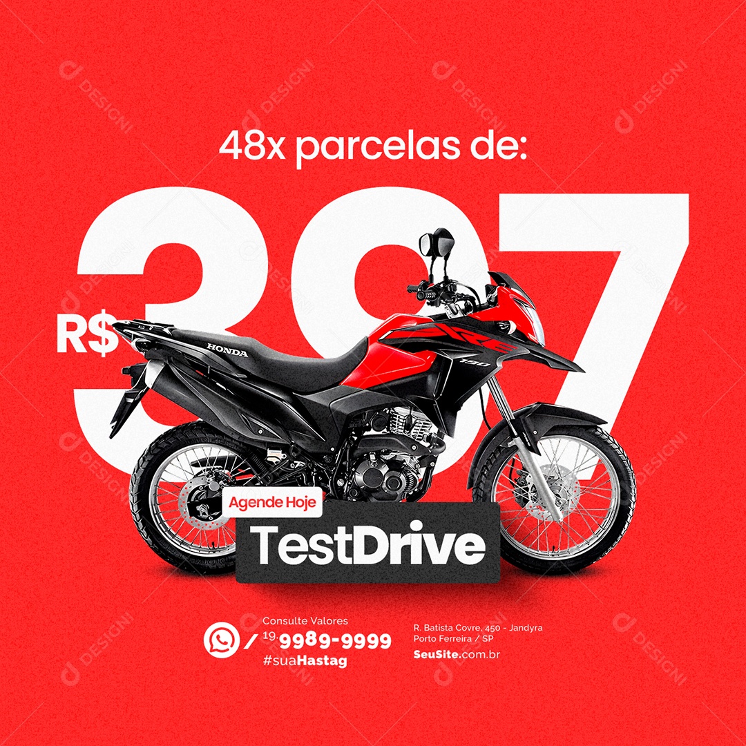 Loja de Motos 48x Parcelas de 397,00 Social Media PSD Editável