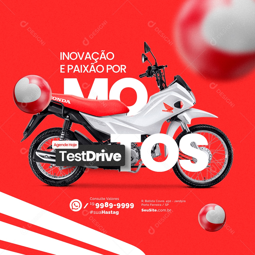 Loja de Motos Inovação e Paixão por Motos Test Drive Social Media PSD Editável