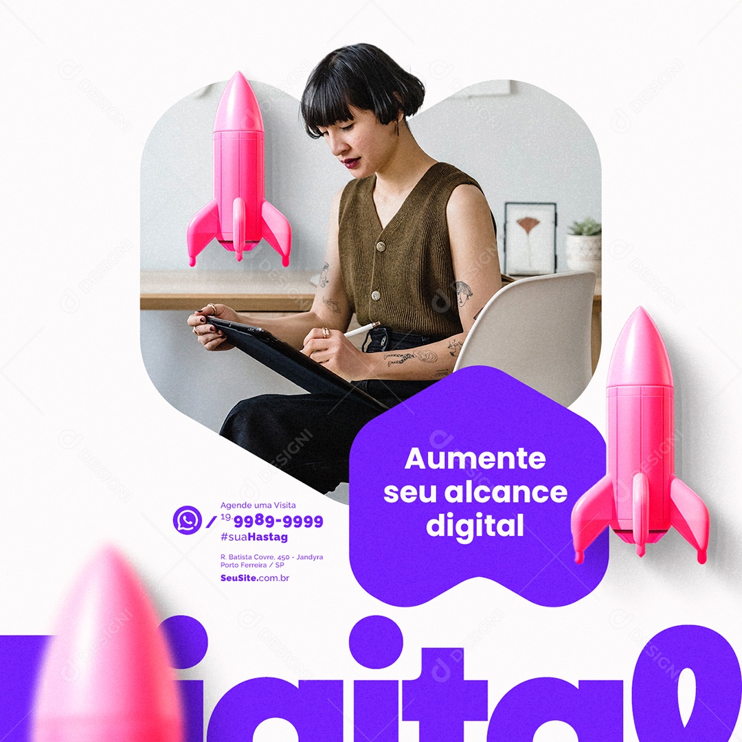 Designer Gráfico Aumente Seu Alcance Digital Social Media PSD Editável