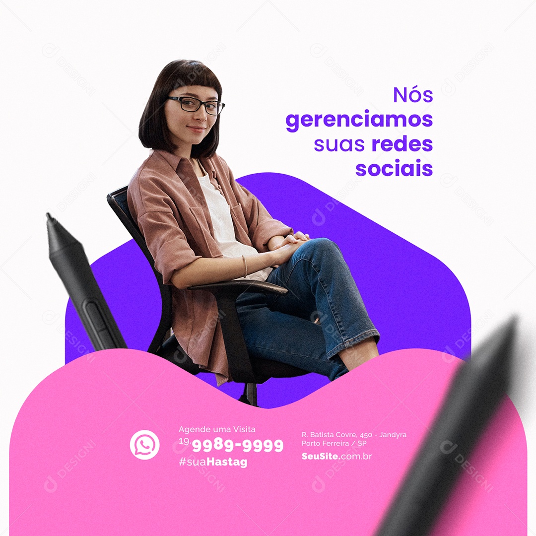 Designer Gráfico Nós Gerenciamos Suas Redes Sociais Social Media PSD Editável