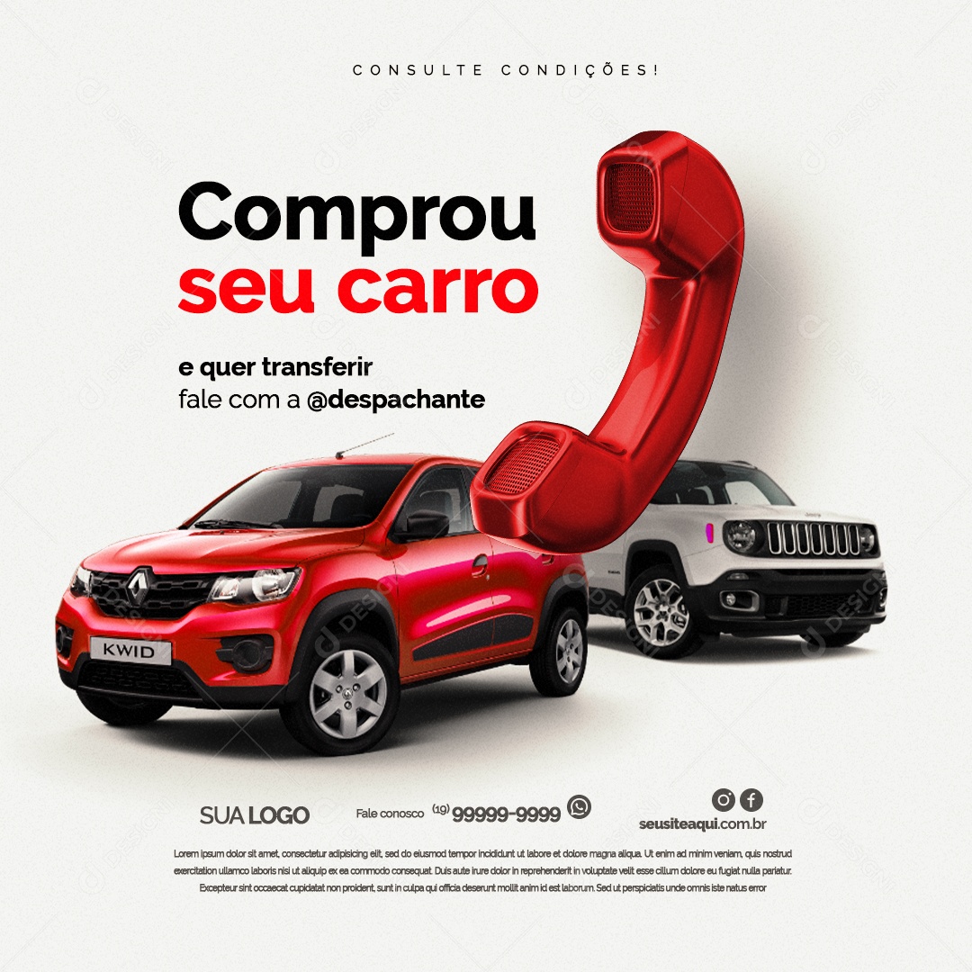 Despachante Comprou Seu Carro Social Media PSD Editável