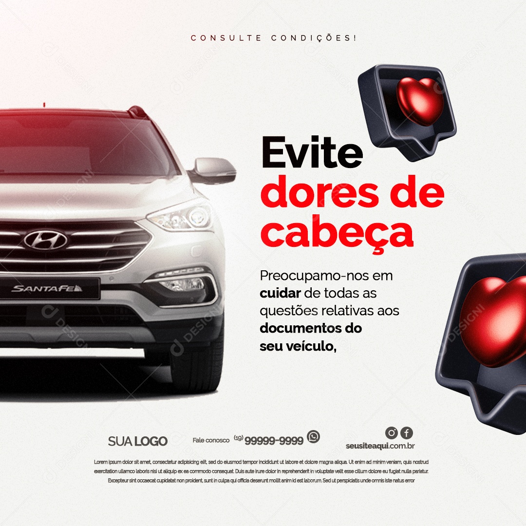 Despachante Evite Dores de Cabeça Social Media PSD Editável