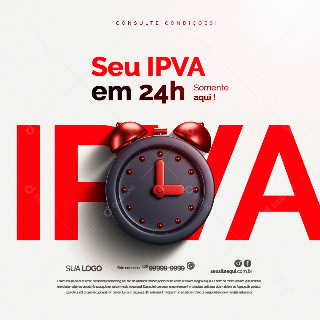 Despachante Seu IPVA em 24h Somente Aqui Social Media PSD Editável