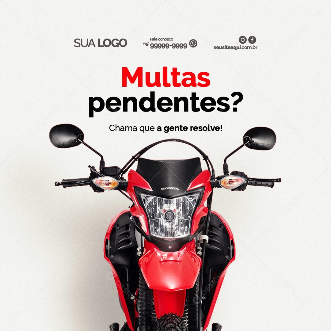 Despachante Multas Pendentes Chama Que a Gente Resolve Social Media PSD Editável