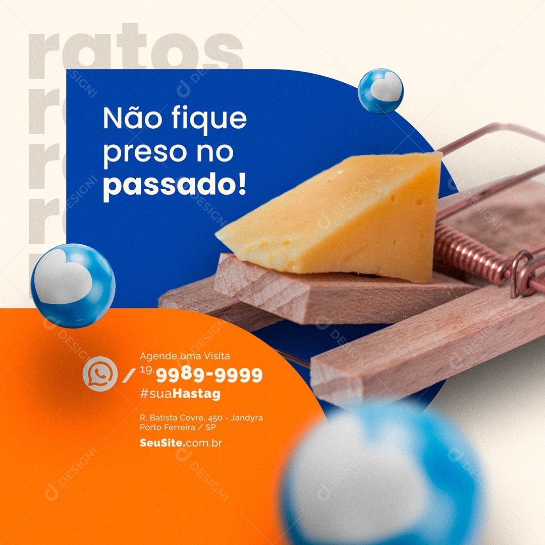 Dedetizadora Não Fique Preso no Passado Social Media PSD Editável