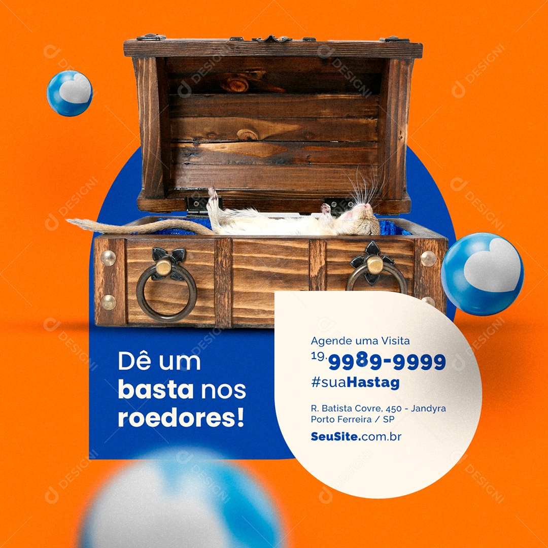 Dedetizadora Dê um Basta nos Roedores Social Media PSD Editável