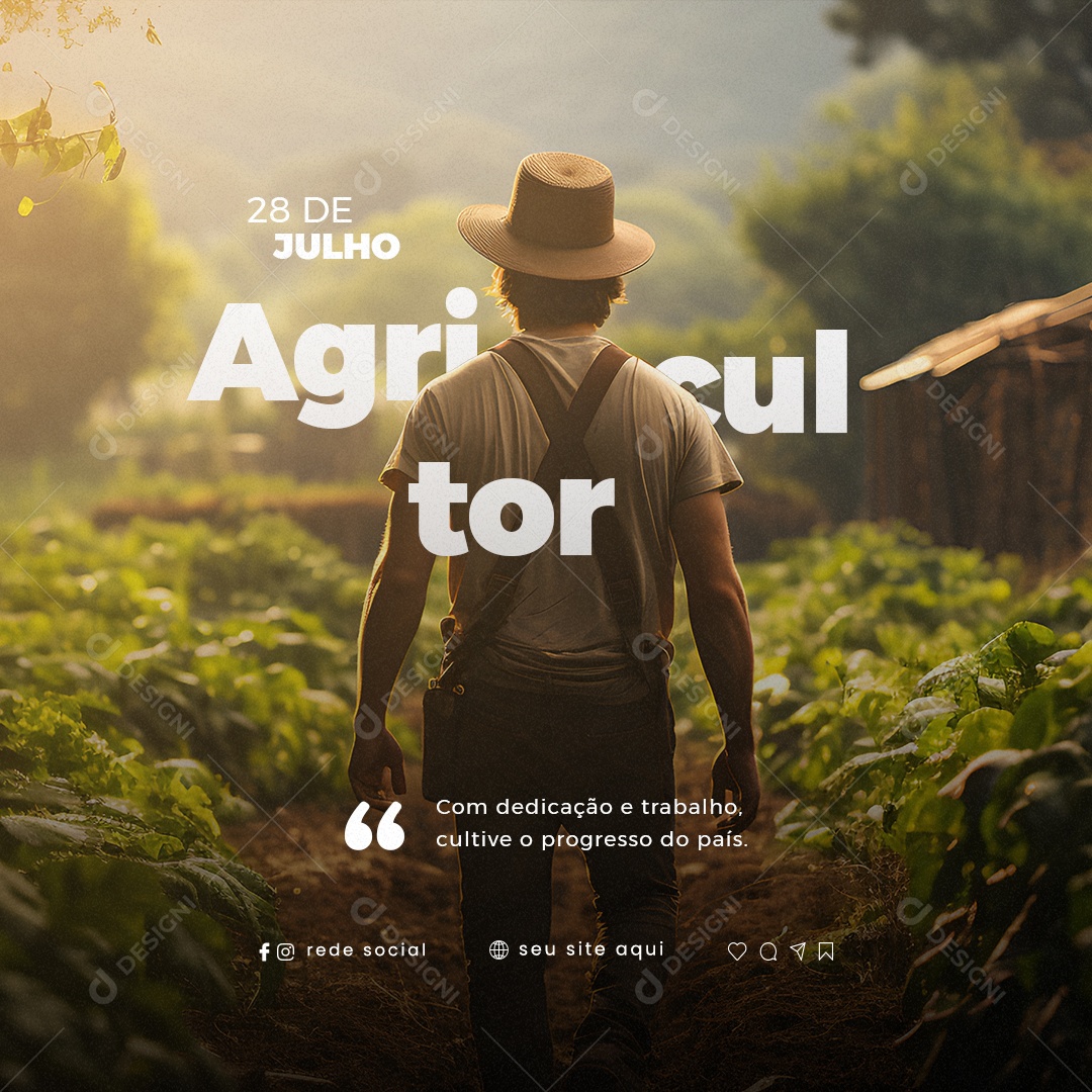 Dia do Agricultor Com Dedicação e Trabalho Social Media PSD Editável