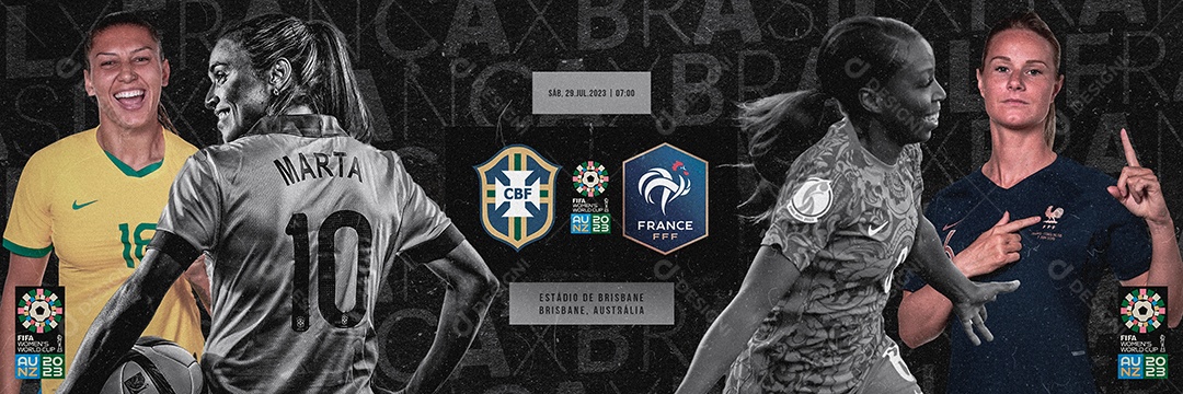 Carrossel Copa Feminina 2023 Brasil x França Social Media PSD Editável