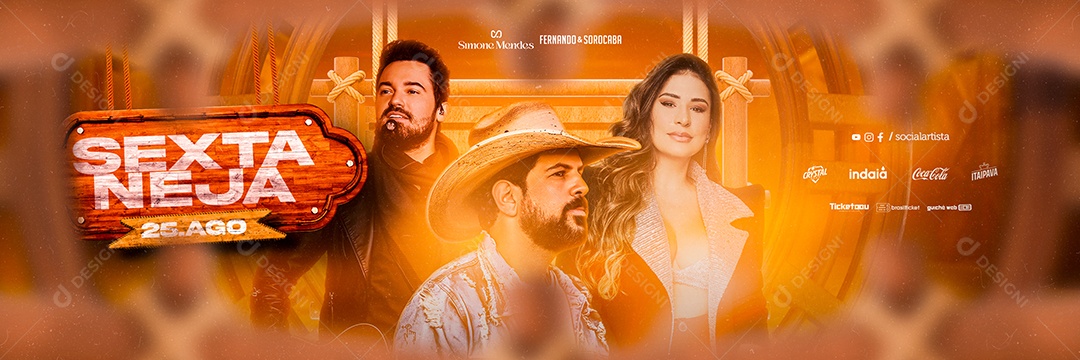 Evento Noite a Fora Sextaneja Simone Mendes Fernando & Sorocaba Carrossel Flyer Social Media PSD Editável
