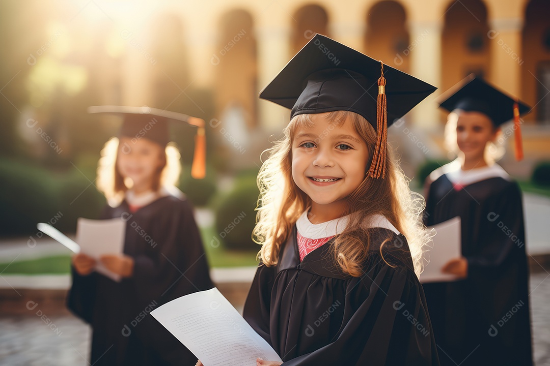 Menina com chapéu de formatura, conceito dia do estudante