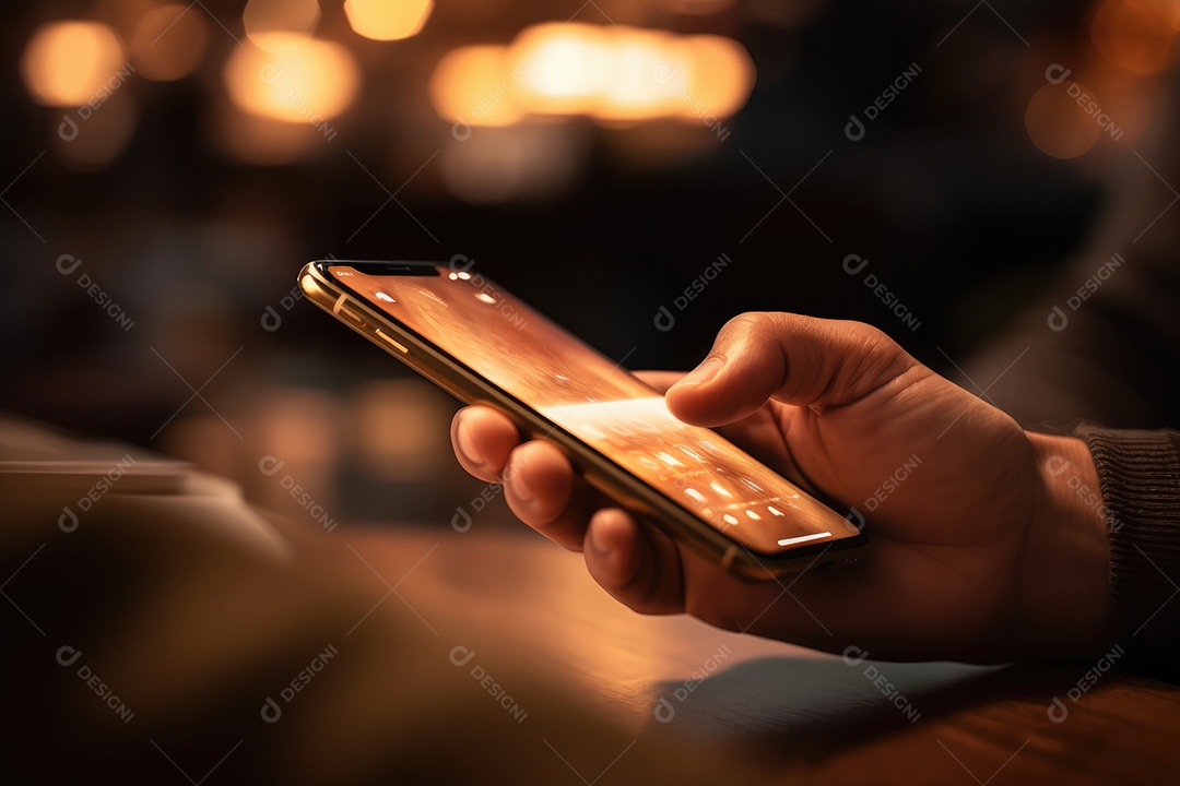 Mão de empresário executivo segurando um celular