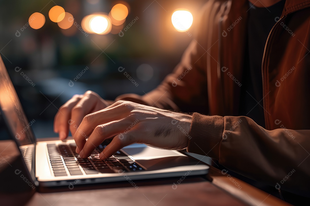 Empresário e executivo trabalhando com laptop em um café de trabalho