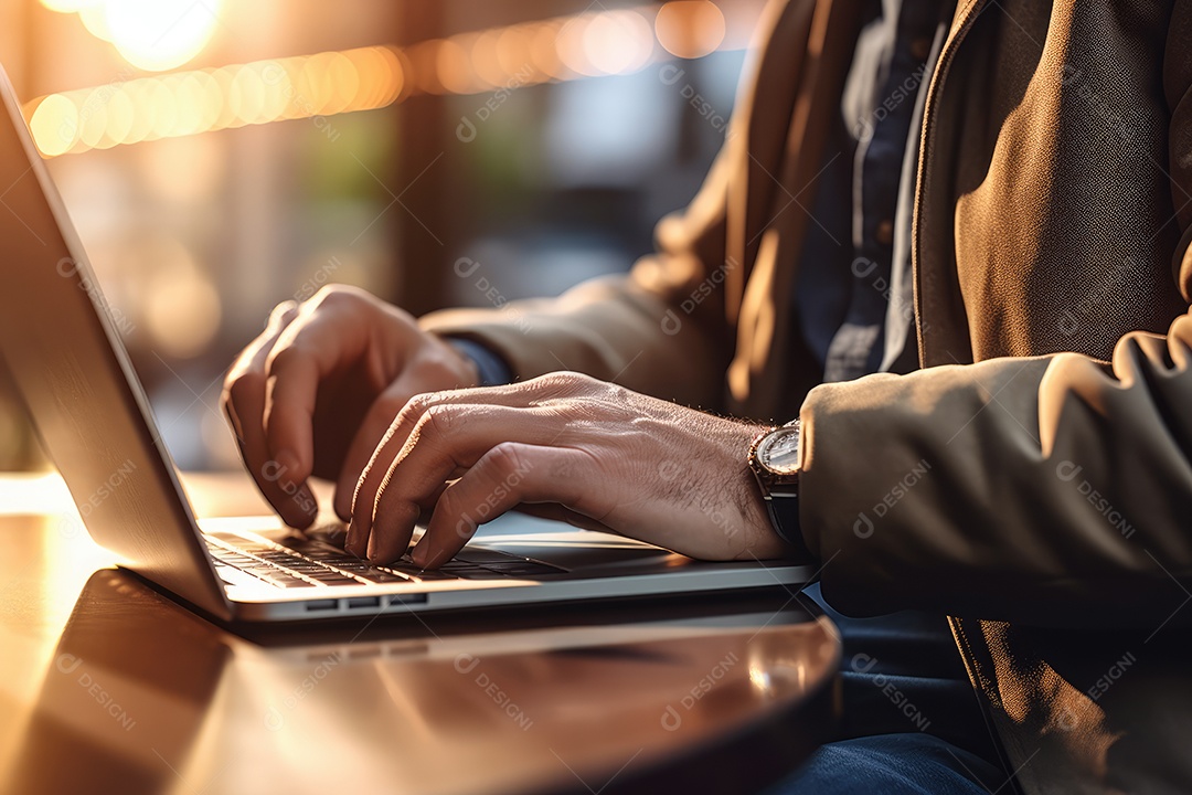 Empresário e executivo trabalhando com laptop em um café de trabalho