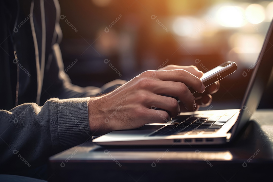 Empresário e executivo trabalhando com laptop em um café de trabalho