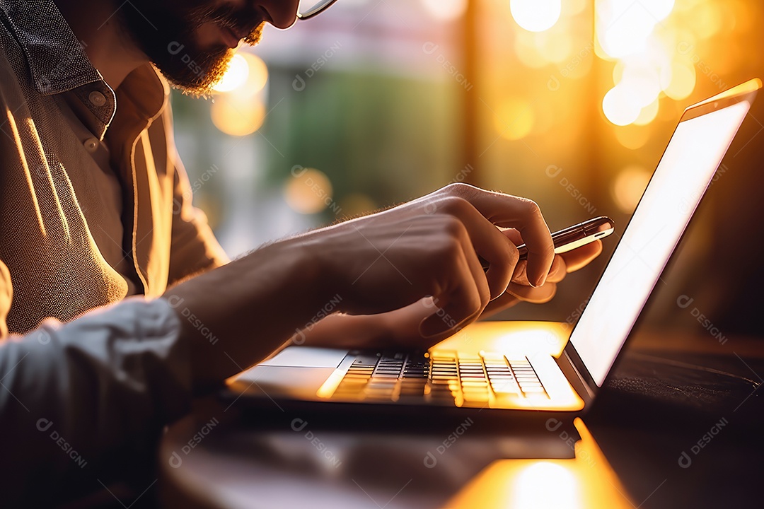 Empresário e executivo trabalhando com laptop em um café de trabalho