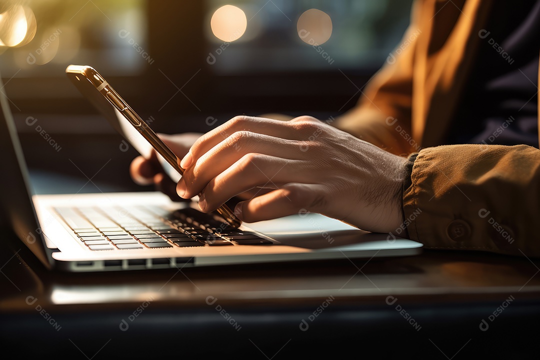 Empresário e executivo trabalhando com laptop em um café de trabalho