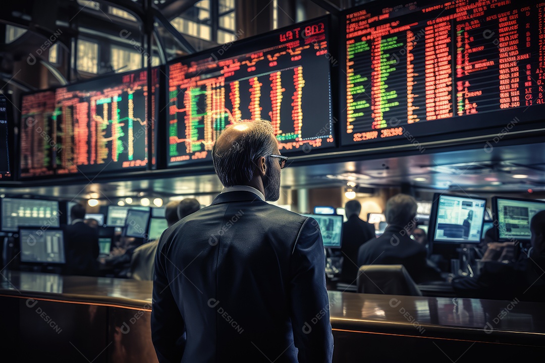 Economista e executivo em empresa de investimento e corretagem em telas e sala de informática