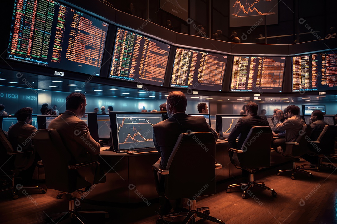 Economista e executivo em empresa de investimento e corretagem em telas e sala de informática