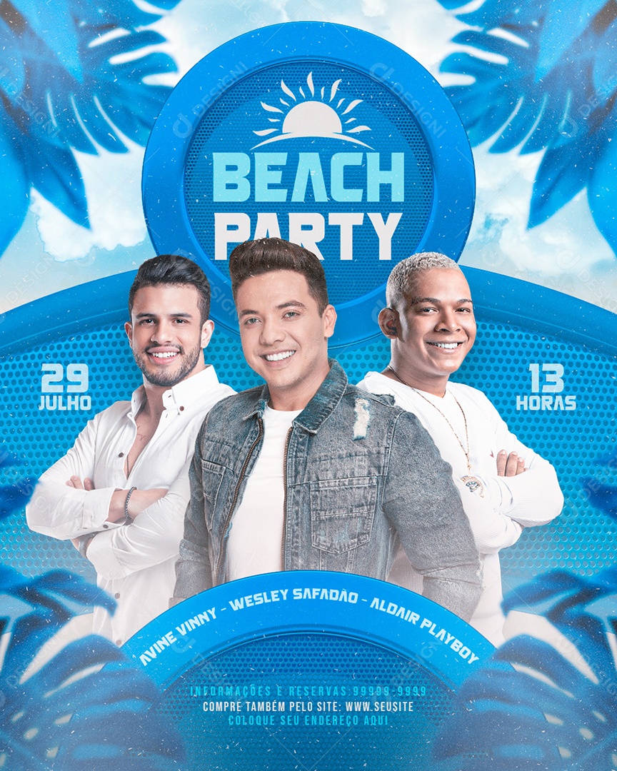 Flyer Beach Party Social Media PSD Editável