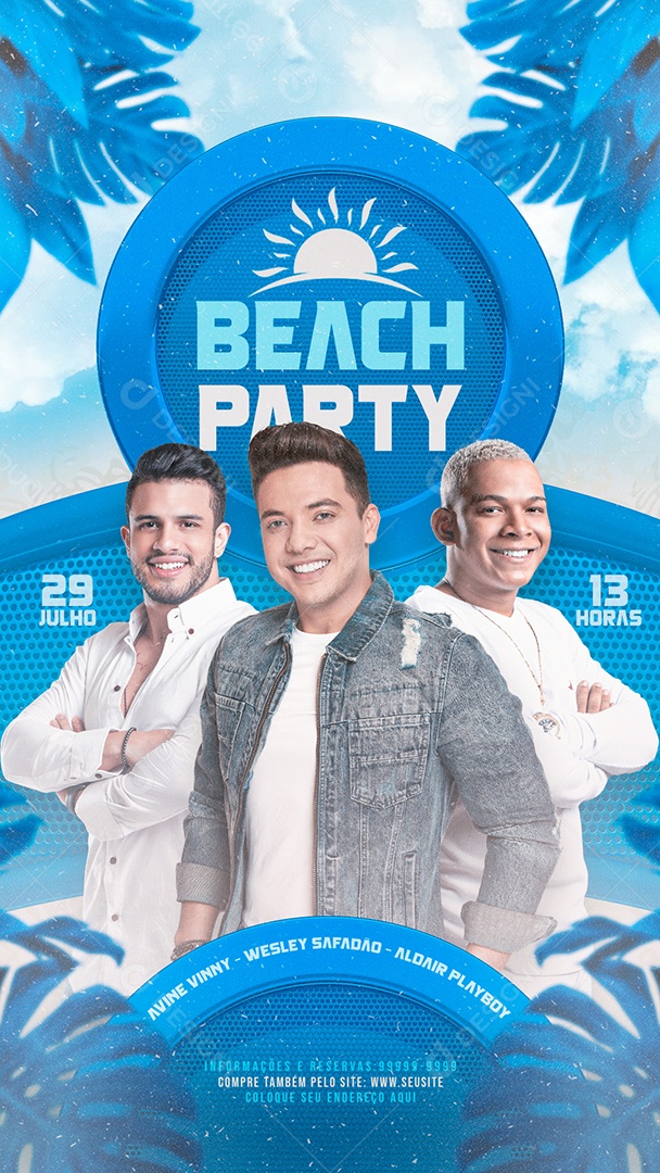 STory Beach Party Flyer Social Media PSD Editável