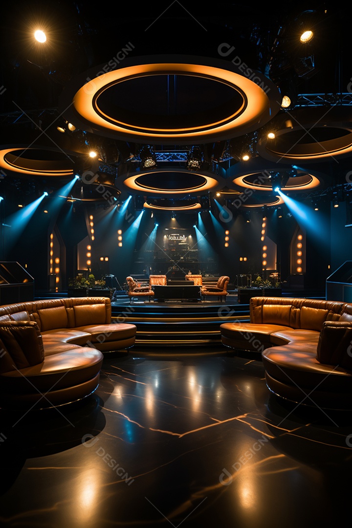 Cenário para evento com iluminação