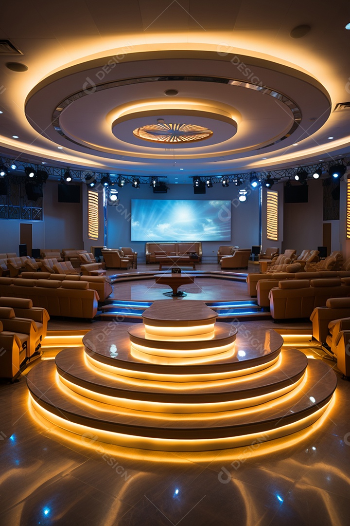 Cenário para evento com iluminação