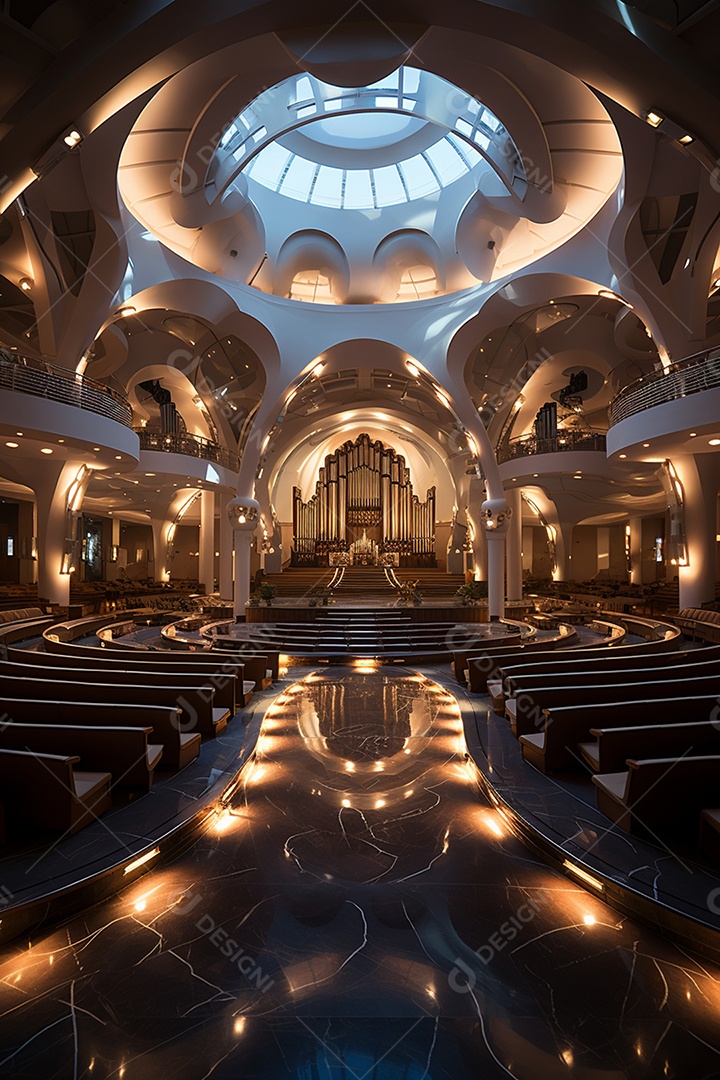 Cenário para evento com iluminação