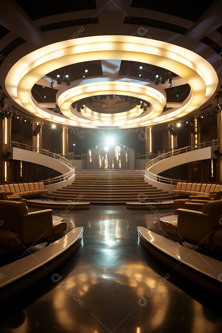 Cenário para evento com iluminação